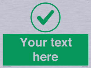 Custom green background, green tick in circle sign